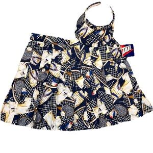 Tail 90’s Navy Tennis Print Skirt W/ Visor NWT